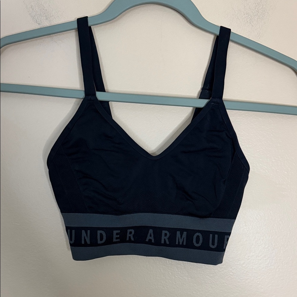 Under Armour Black Low-Impact Seamless Sports Bra with Branded Band